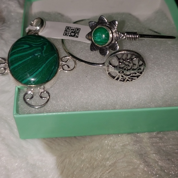 none Jewelry - MALACHITE PENDANT IN SILVER METAL/925 BRACELET